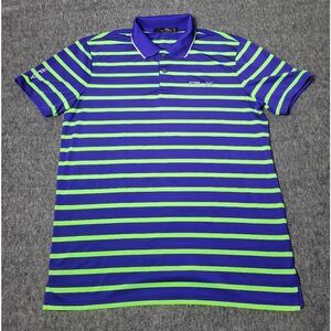 Rare Rlx Ralph Lauren Polo Shirt Mens L Green Stripe Performance Golf Tour Issue